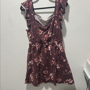 BOGO free-Chic Floral Mini Dress in Burgundy